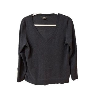 Eddie Bauer Mens Medium M Grey Gray Cotton Cashmere Sweater V Neck Pullover